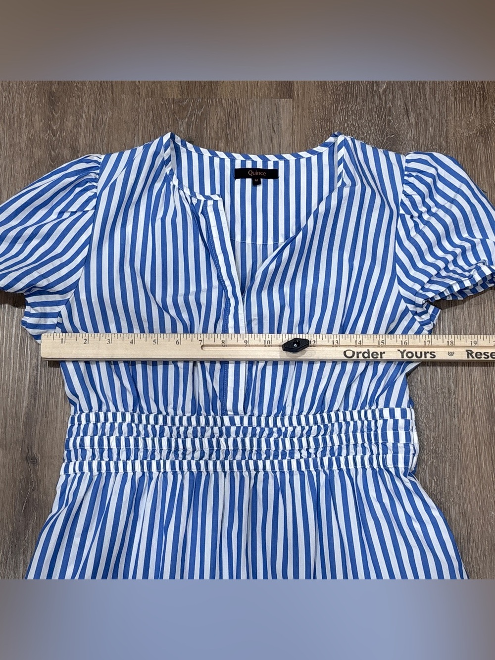 Quince Blue White Striped Cotton Poplin Tiered Maxi Dress Size Medium - Picture 3 of 10
